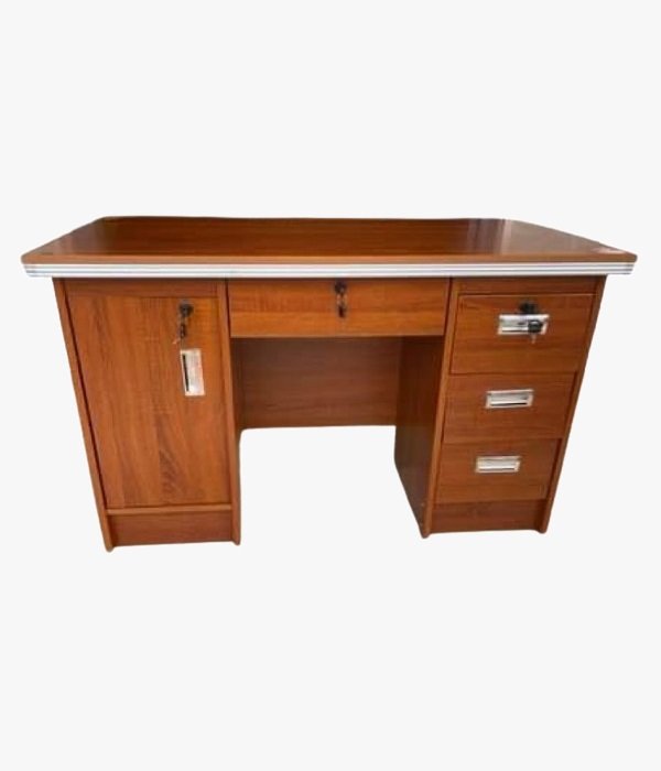 Bureau – 4 Tiroirs – 1 Porte – Façade et Caisson  Marron