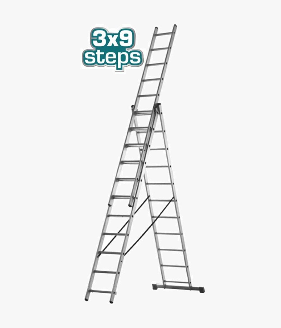 Échelle à 3 Sections – TOTAL THLAD03391 – Aluminium – Charge Max. 150 Kg